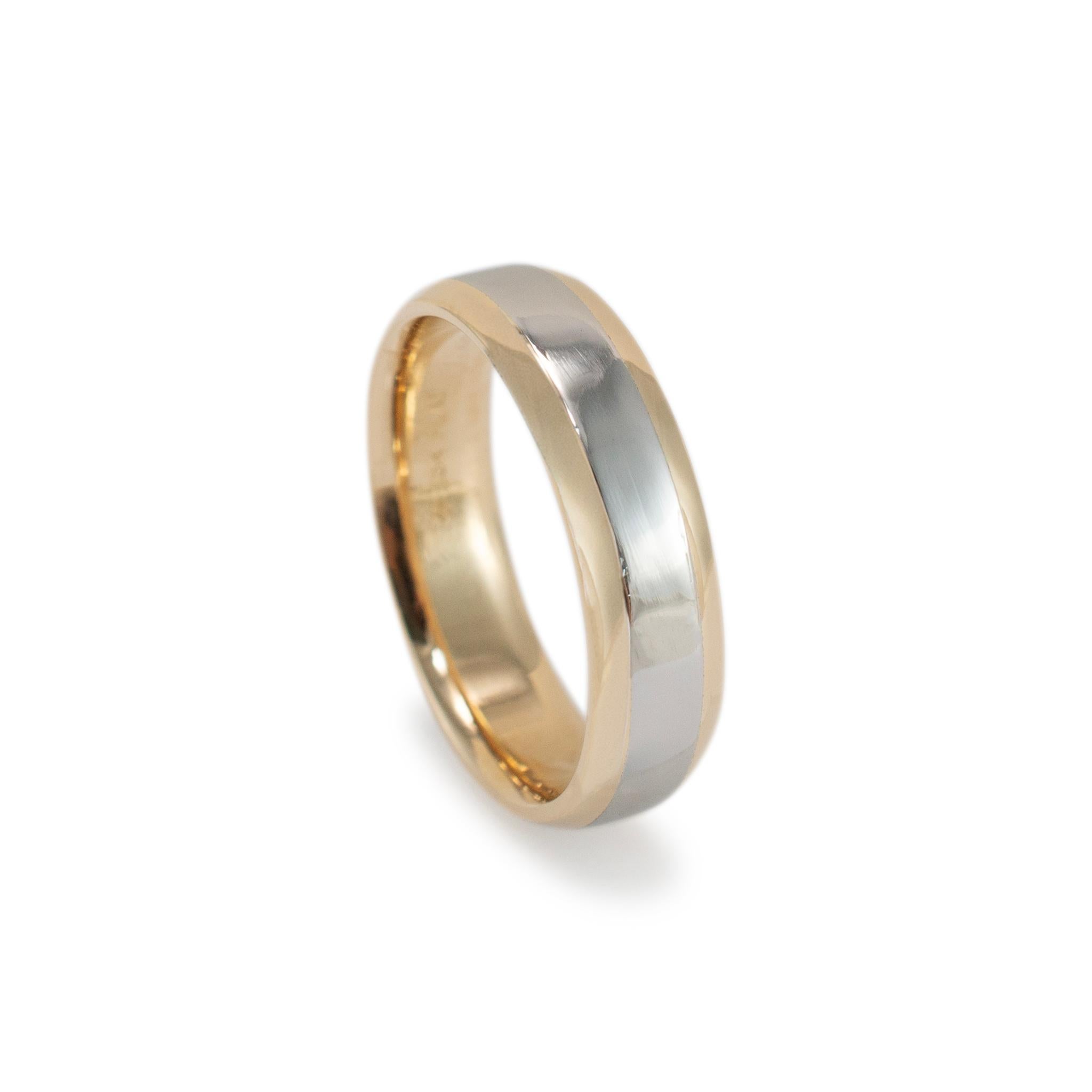 Ehering aus Platin und 18 Karat Gelbgold für Männer Herren im Angebot