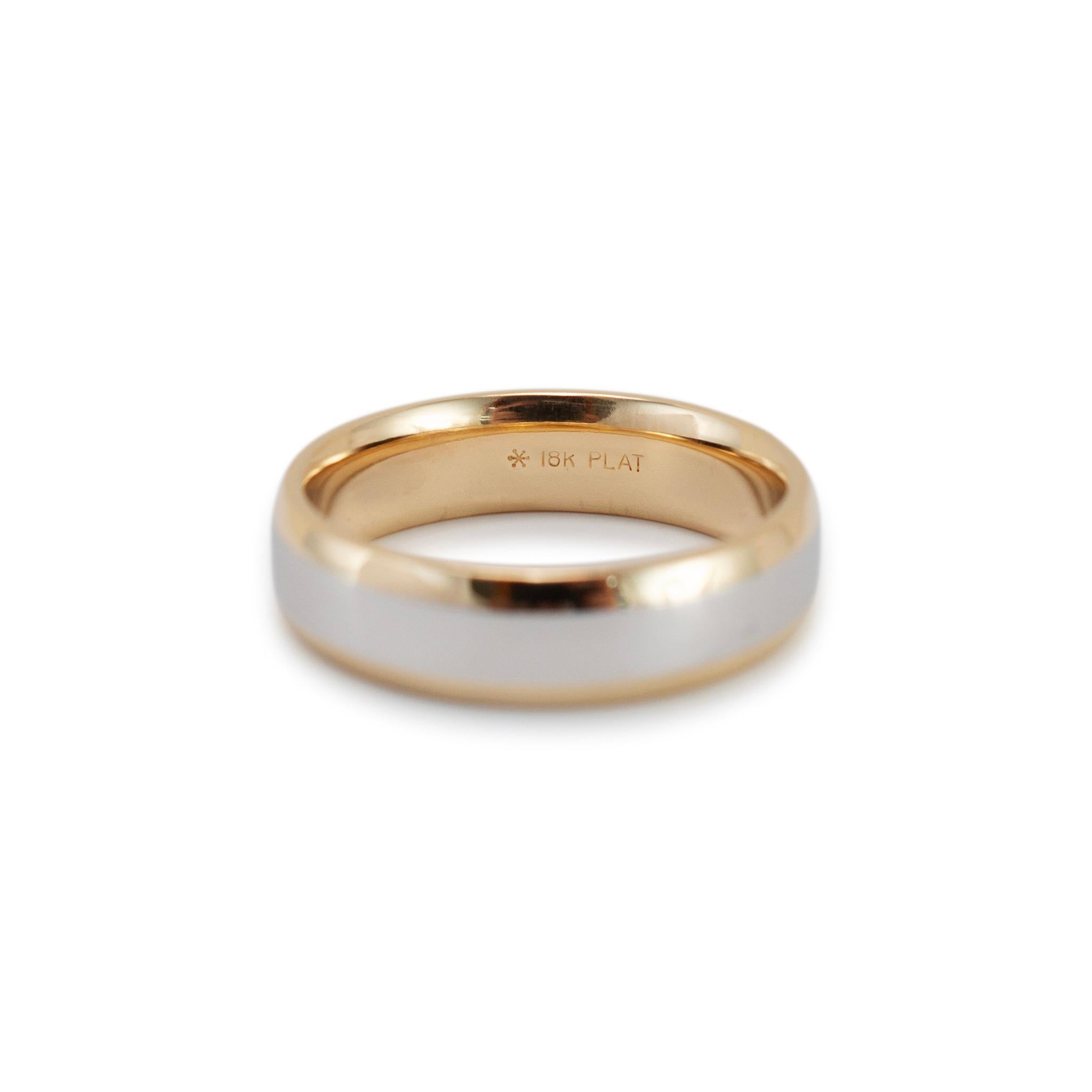 Ehering aus Platin und 18 Karat Gelbgold für Männer im Angebot 1