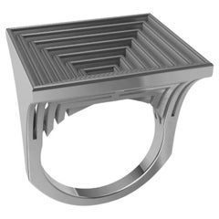 Men's Sterling Rectangle Rows Ring