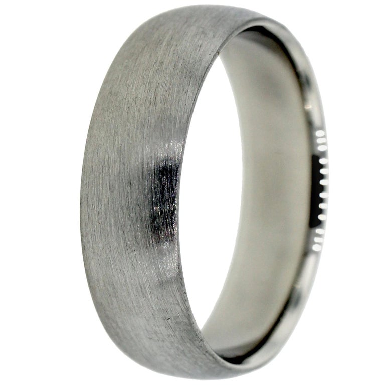 Men's Platinum Wedding Band with Brushed Finish For Sale