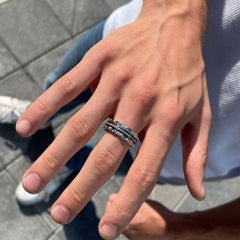 Men's 14K White Gold Diamonds Rotating Spinner Ring for Him by Shlomit Rogel