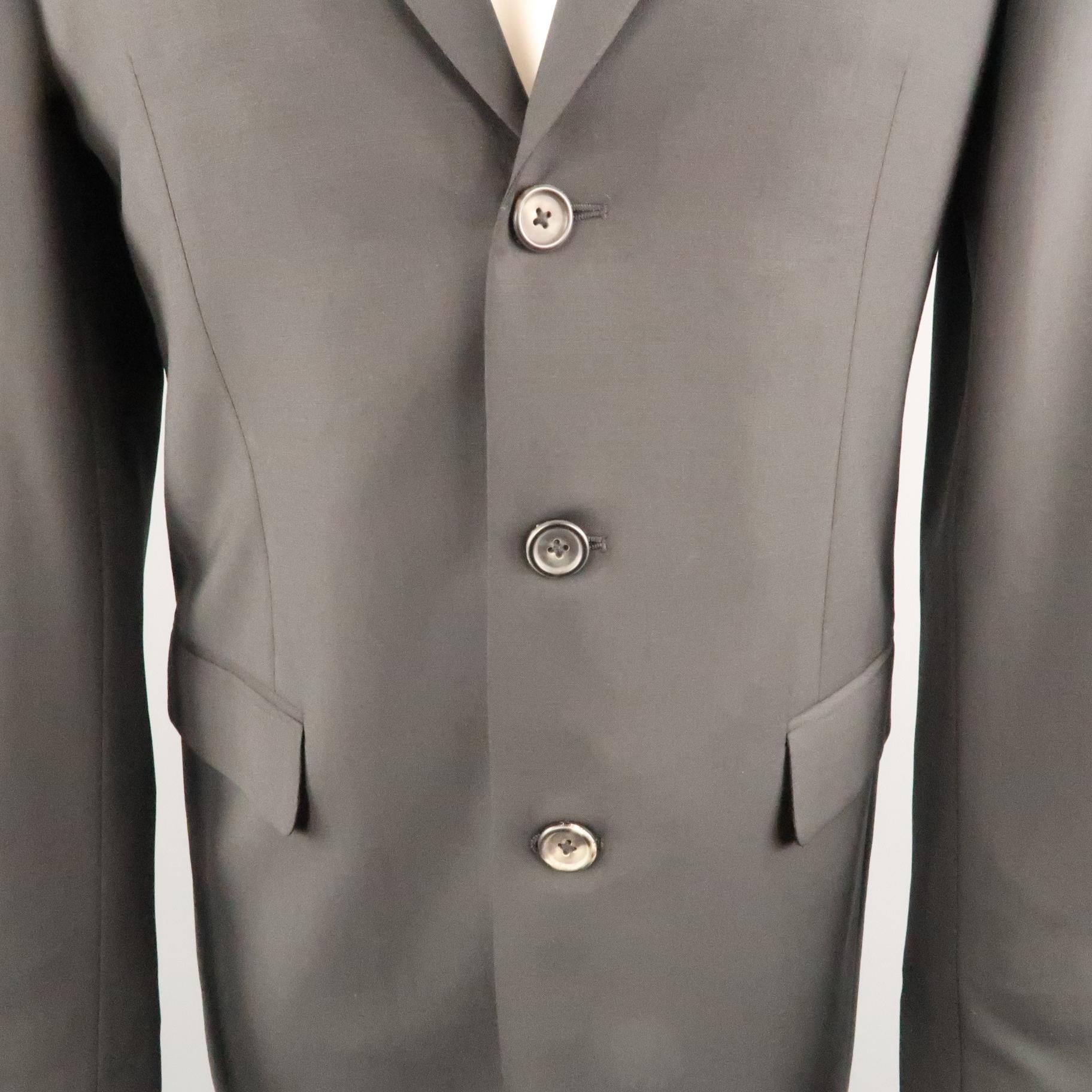 Men's PRADA 38 Black Wool / Mohair Three Button Sport Coat In Excellent Condition In San Francisco, CA