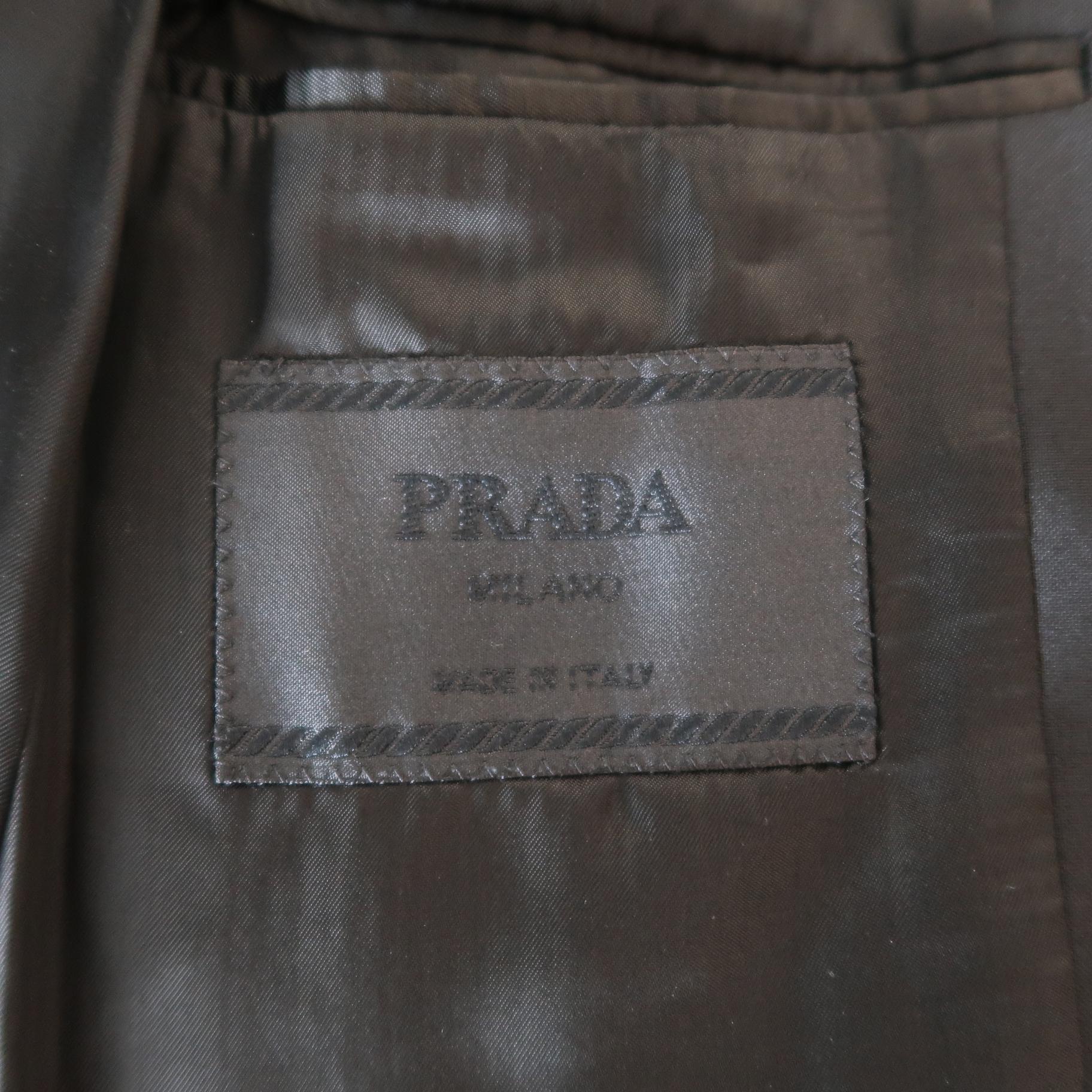 Men's PRADA 38 Black Wool / Mohair Three Button Sport Coat 3