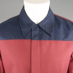 Men's PRADA 38 Burgundy & Navy Two Toned Cotton Blend Blouson Jacket