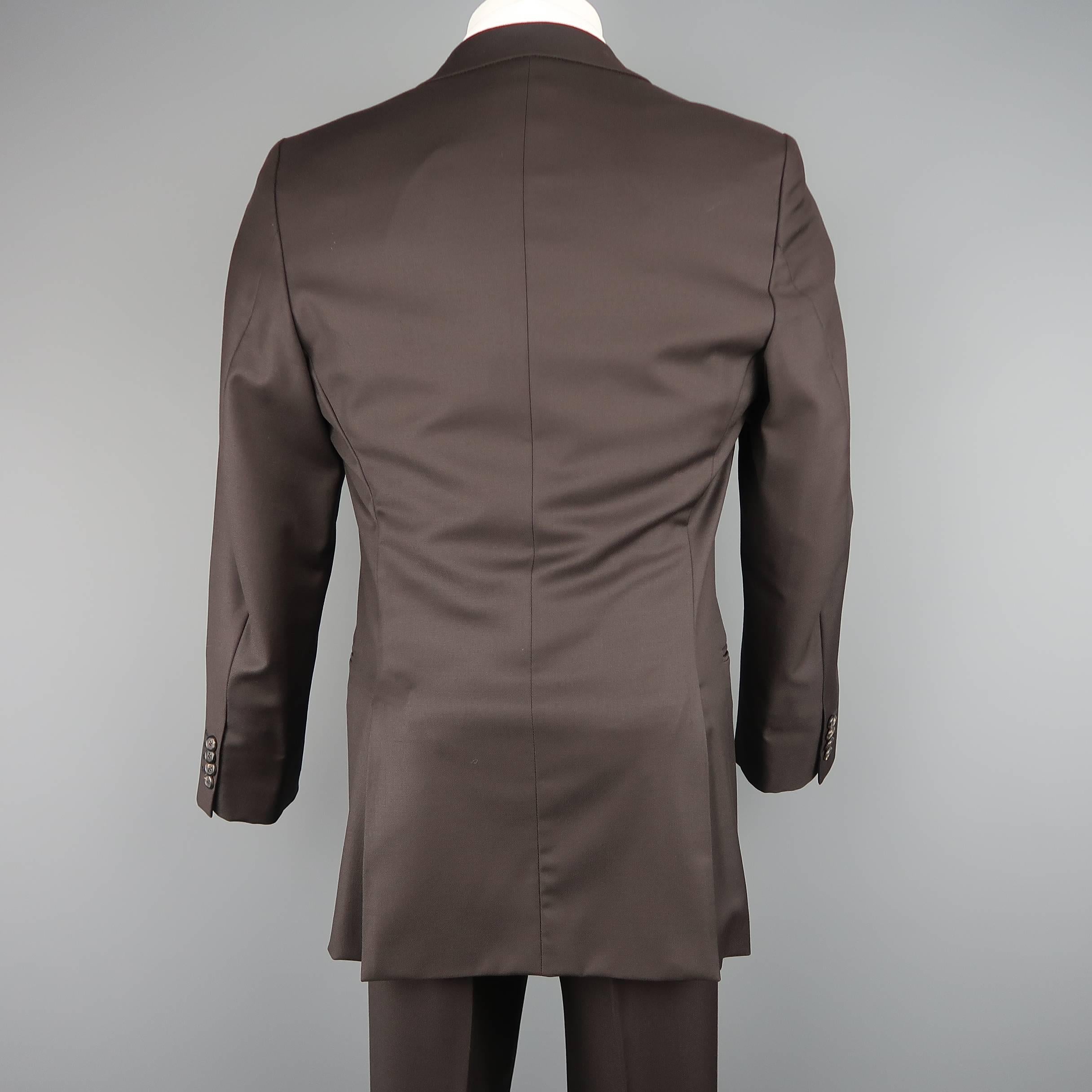 Men's PRADA 38 Regular 31x32 Brown Wool Notch Lapel Two Button Suit In Excellent Condition In San Francisco, CA