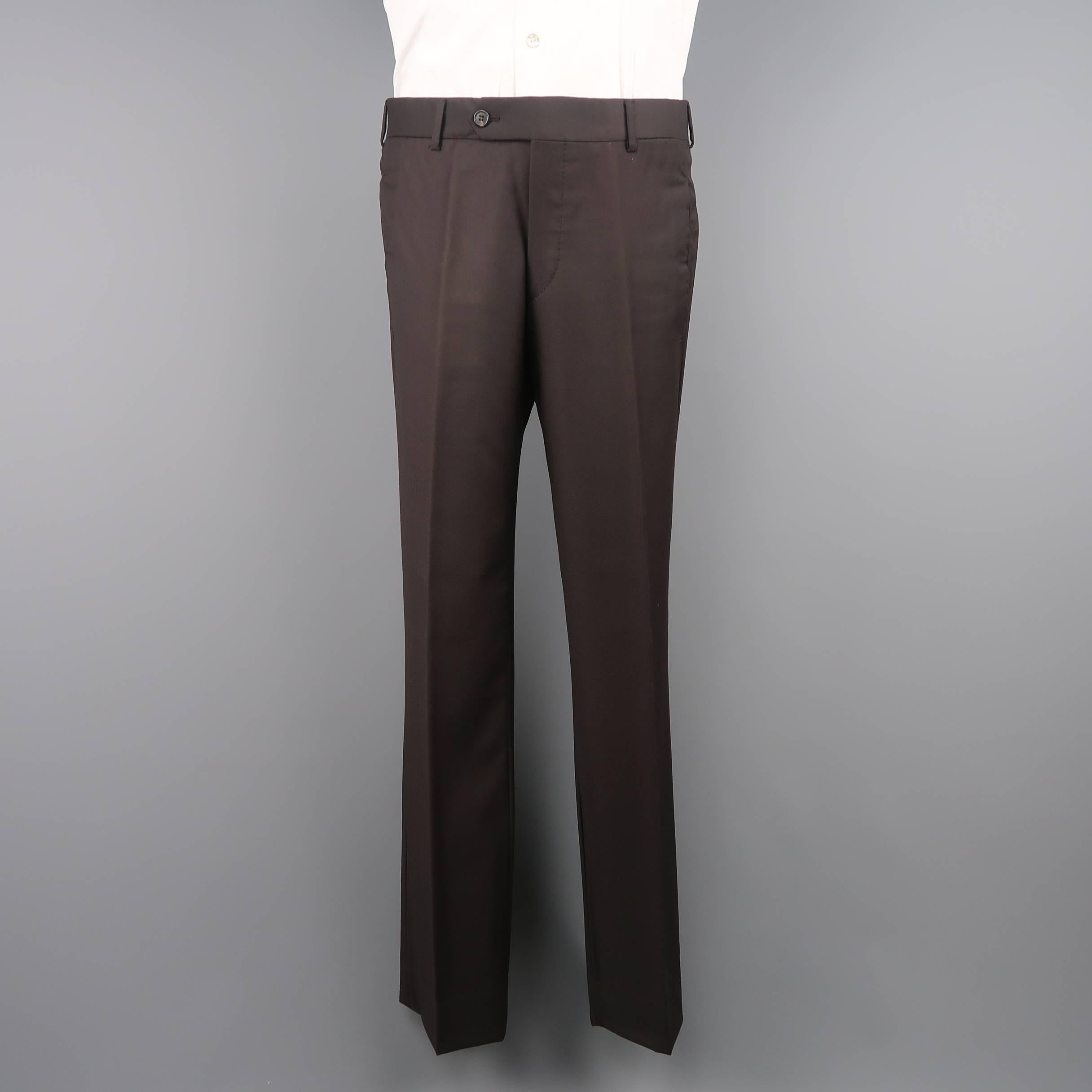 Men's PRADA 38 Regular 31x32 Brown Wool Notch Lapel Two Button Suit 1