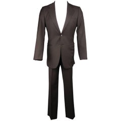 Men's PRADA 38 Regular 31x32 Brown Wool Notch Lapel Two Button Suit