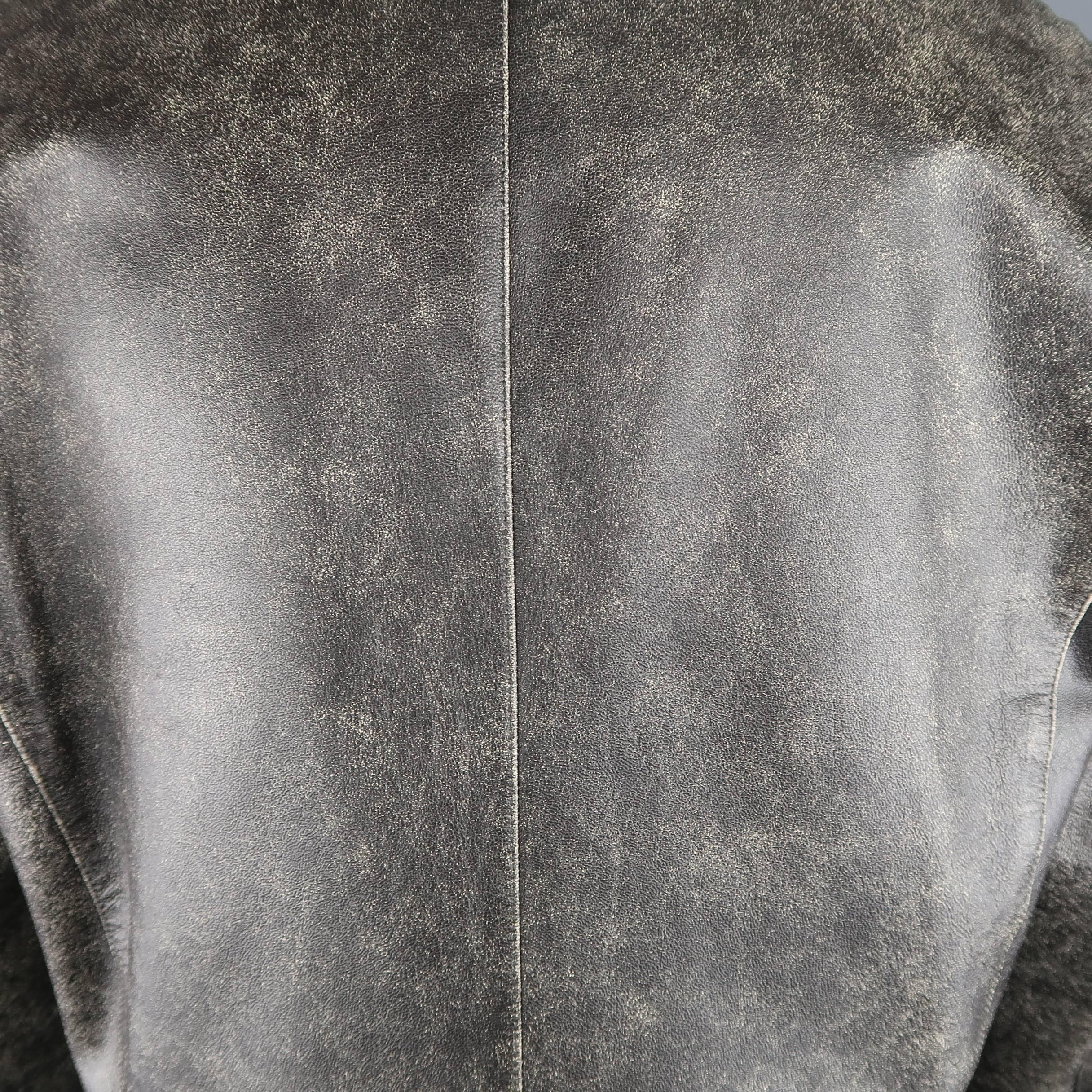 Men's PRADA 40 Dark Brown Distressed Crackled Leather Sport Coat Jacket 1