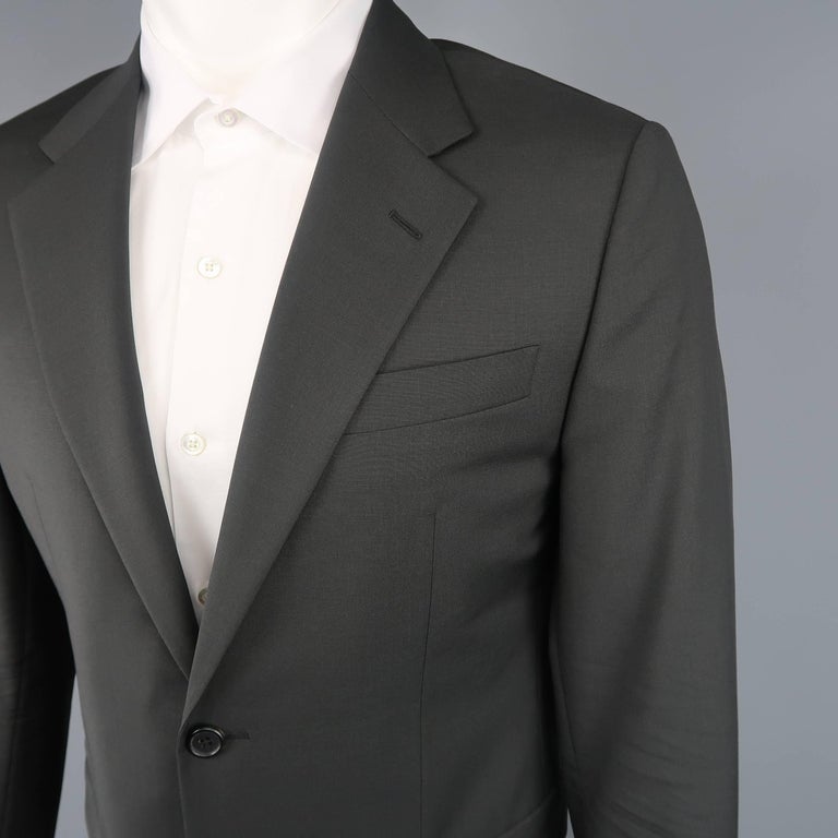 Men's PRADA 40 Regular Charcoal Solid Wool / Mohair 32 30 2 Piece Suit ...