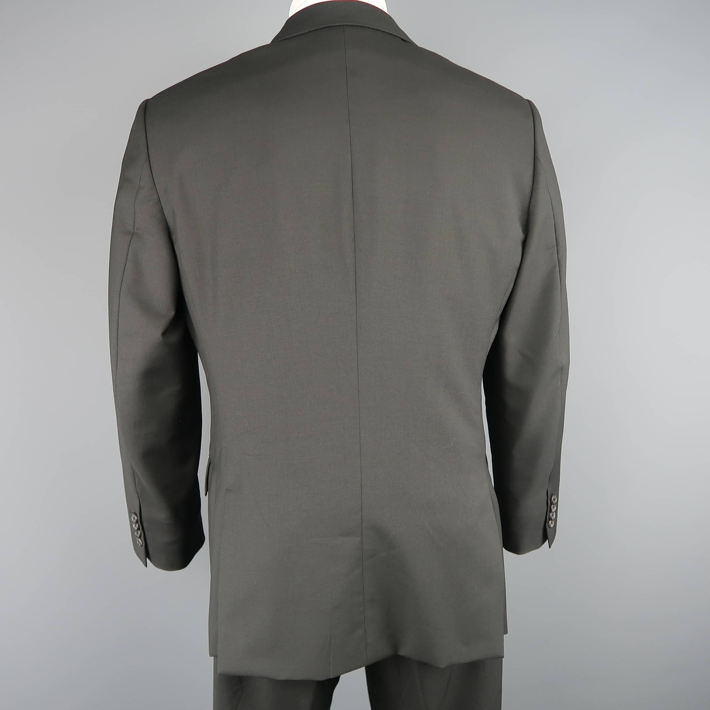 Men's PRADA 40 Regular Charcoal Solid Wool / Mohair 32 30 2 Piece Suit 1