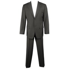 Men's PRADA 40 Regular Charcoal Solid Wool / Mohair 32 30 2 Piece Suit