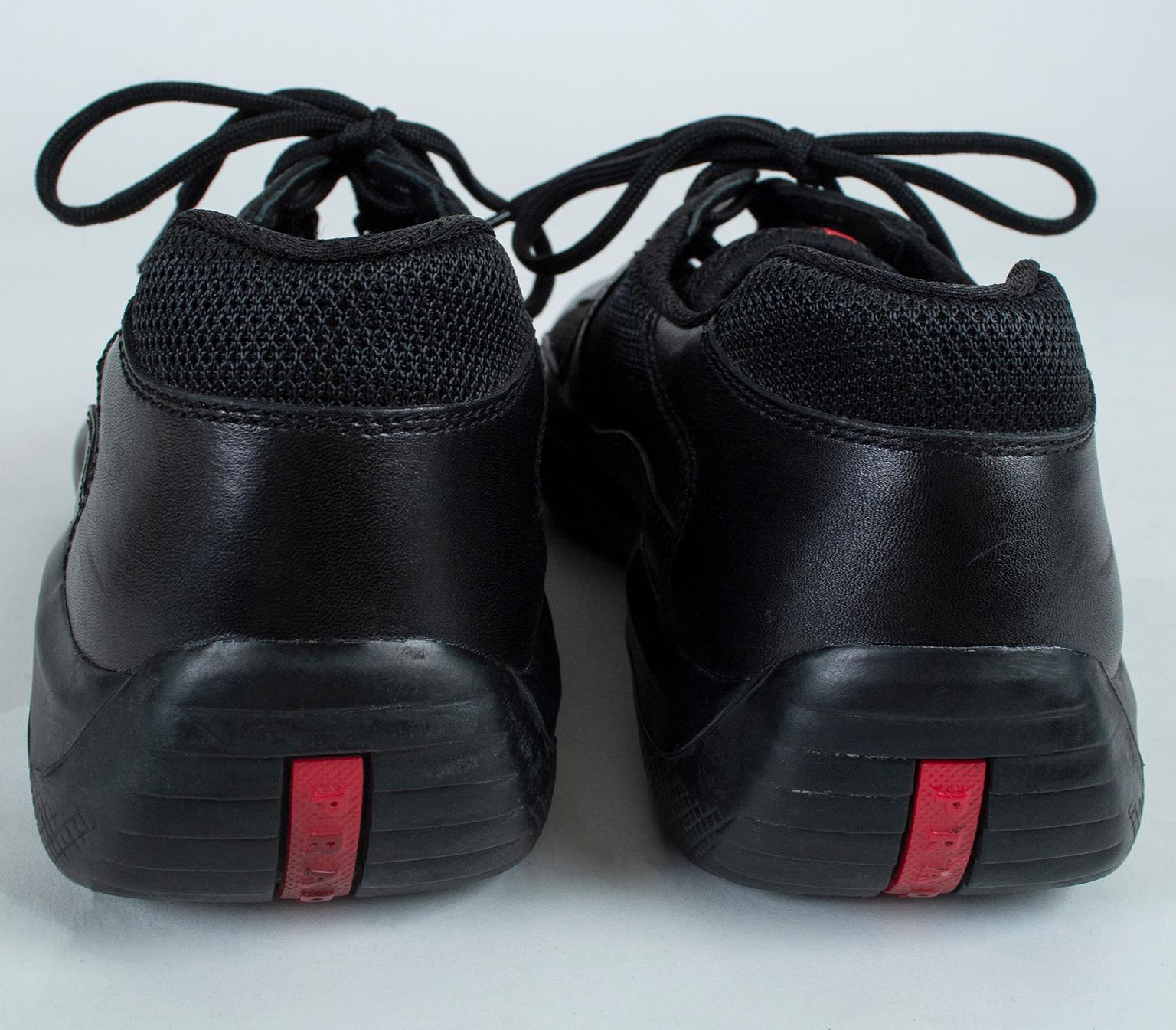 Black Men’s Prada America’s Cup Calfskin Low Top Sneaker, 21st Century