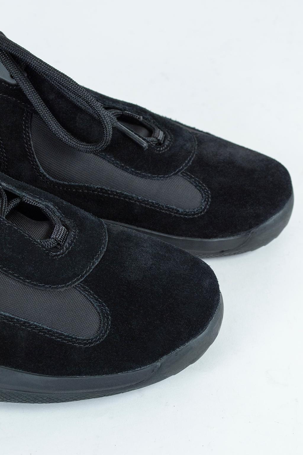 Noir Baskets basses Prada America's Cup en daim pour hommes:: 21e siècle