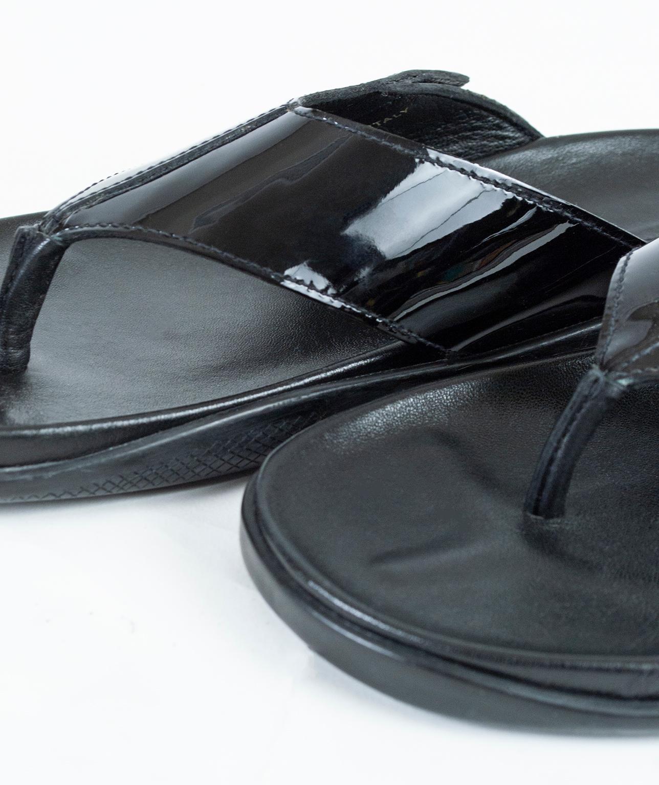 Men's Men’s Prada Black Patent Leather Flip Flop Thong Sandals - 21st Century, US 11