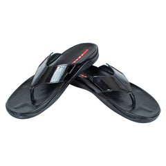 Men’s Prada Black Patent Leather Flip Flop Thong Sandals - 21st Century, US 11