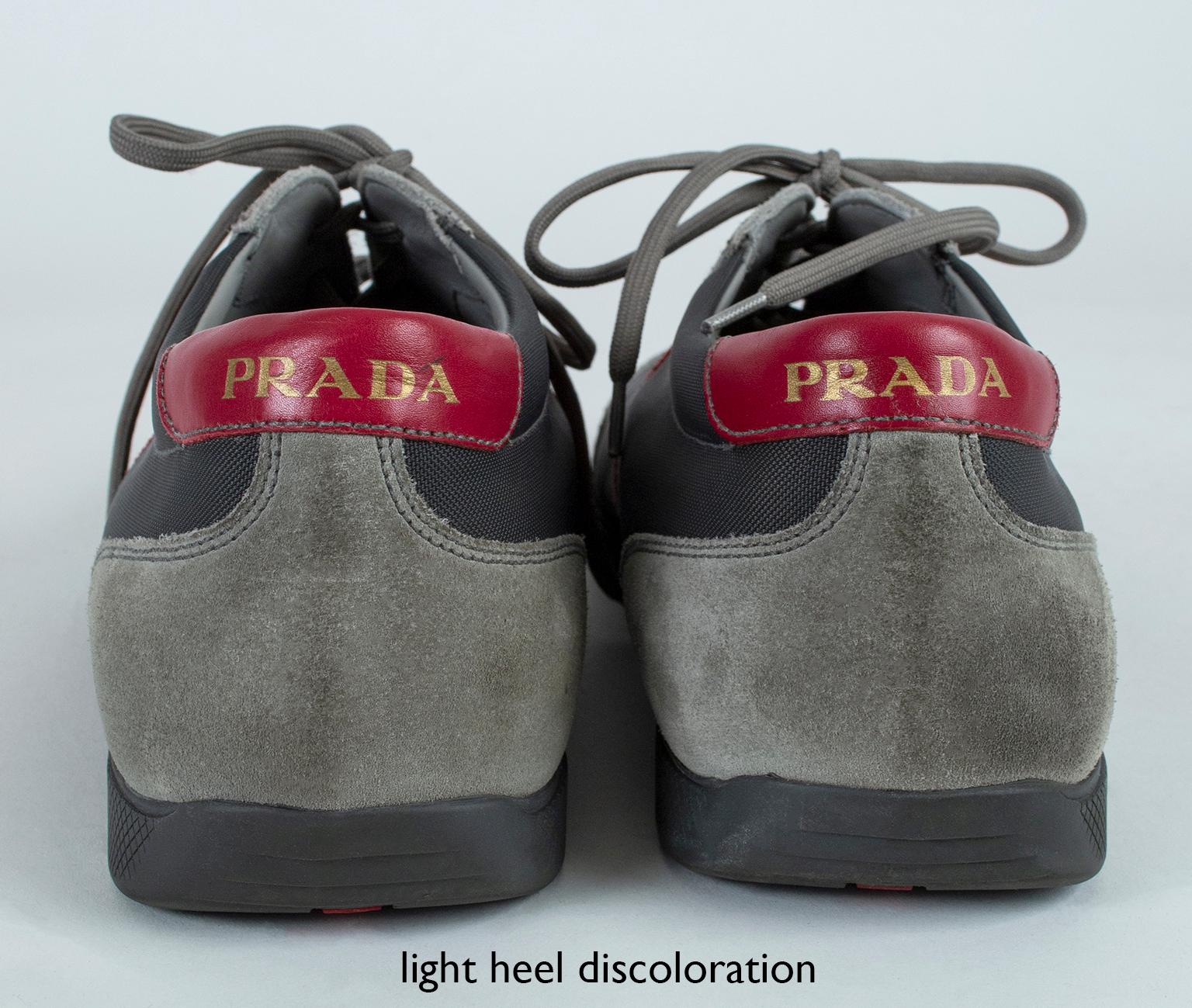 Men’s Prada Gray and Red Suede Sneaker Bowling Shoe, 21st Century 4