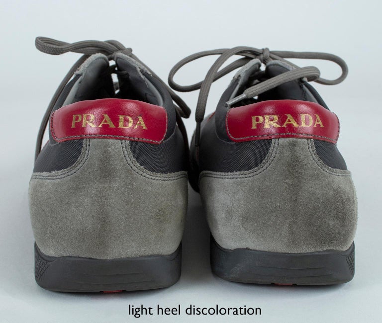 Men’s Prada Gray and Red Suede Sneaker Bowling Shoe, 21st Century at ...