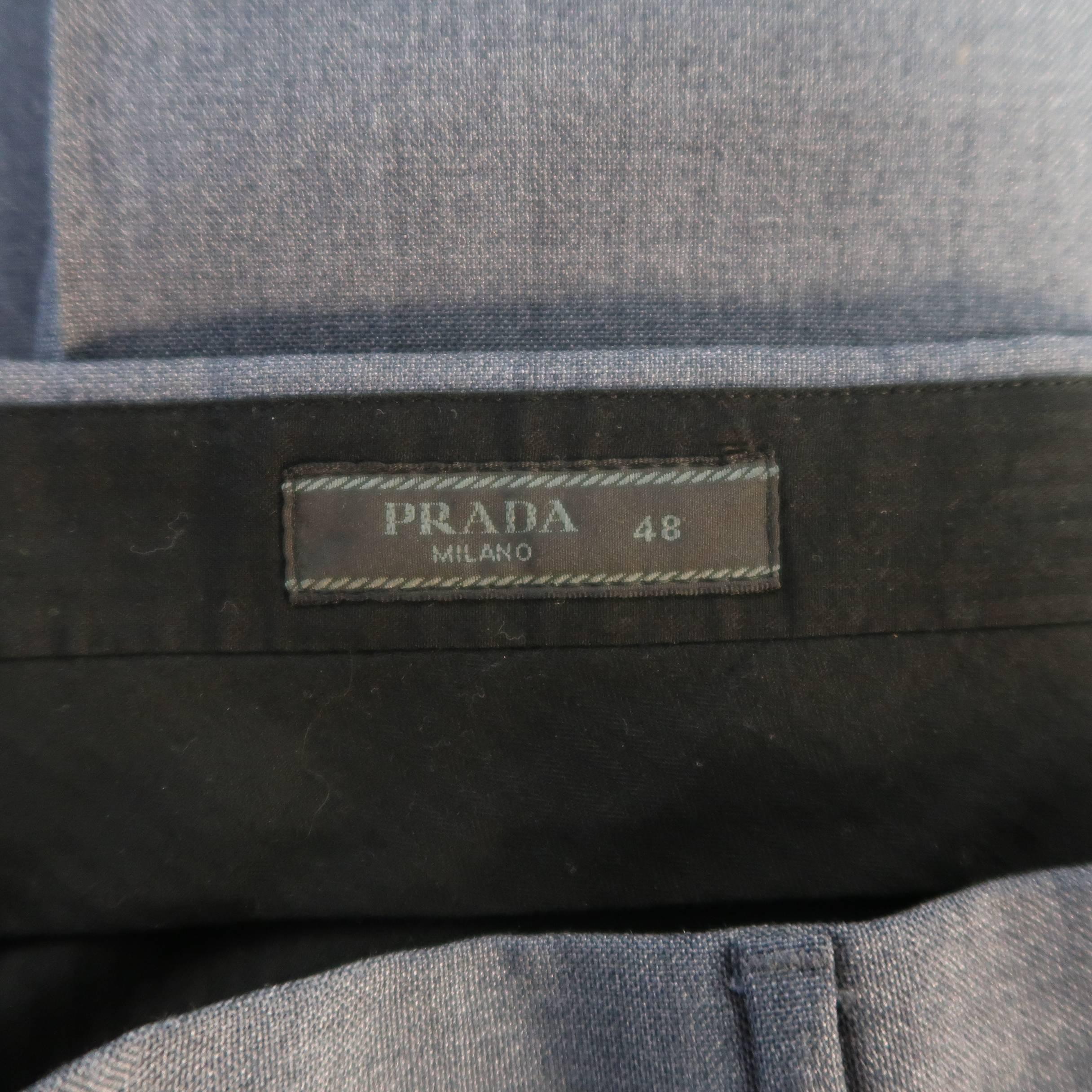 Men's PRADA Size 30 Steel Blue Gray Solid Mohair / Wool Dress Pants 2