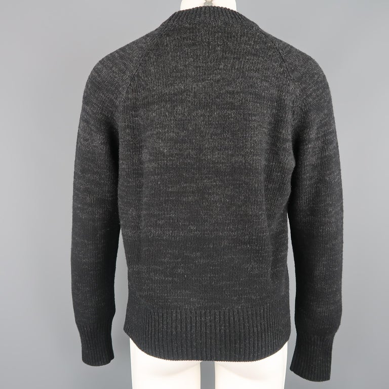 Men's PRADA Size M Grey and Black Heathered Ombre Wool / Cashmere Crew ...