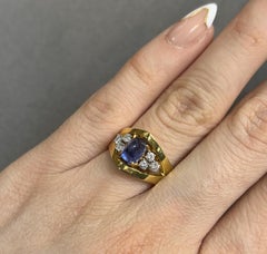 Men's Pyramidical Cabochon Sapphire Ring
