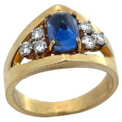 Men's Pyramidical Cabochon Sapphire Ring
