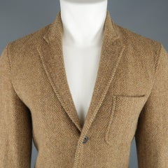 Men's RALPH LAUREN 38 Regular Tan Herringbone Wool Patch Pocket Sport Coat