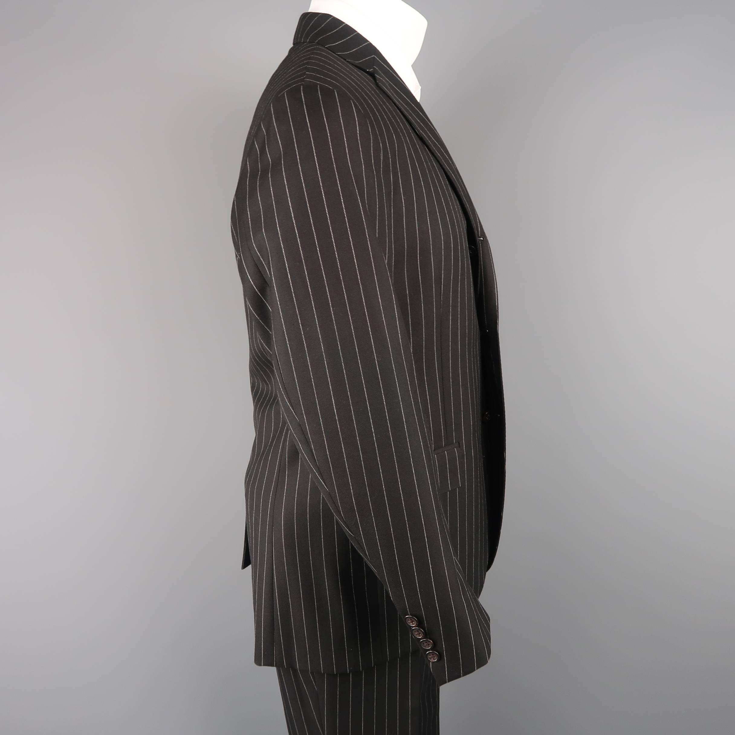 Ralph Lauren Men's Black Pinstripe Wool Notch Lapel Suit 1