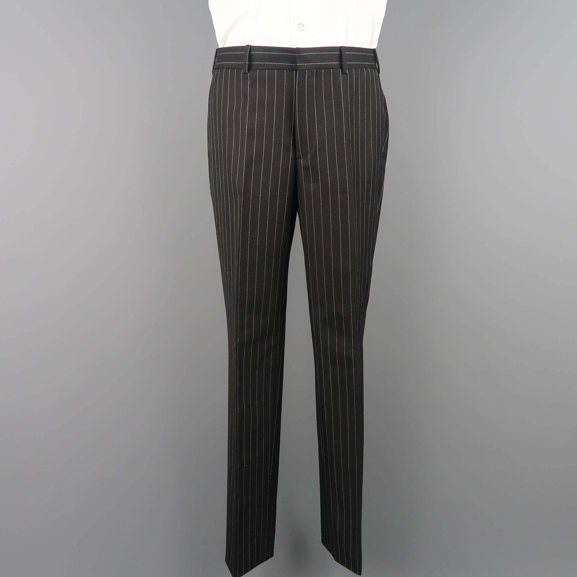 Ralph Lauren Men's Black Pinstripe Wool Notch Lapel Suit 3