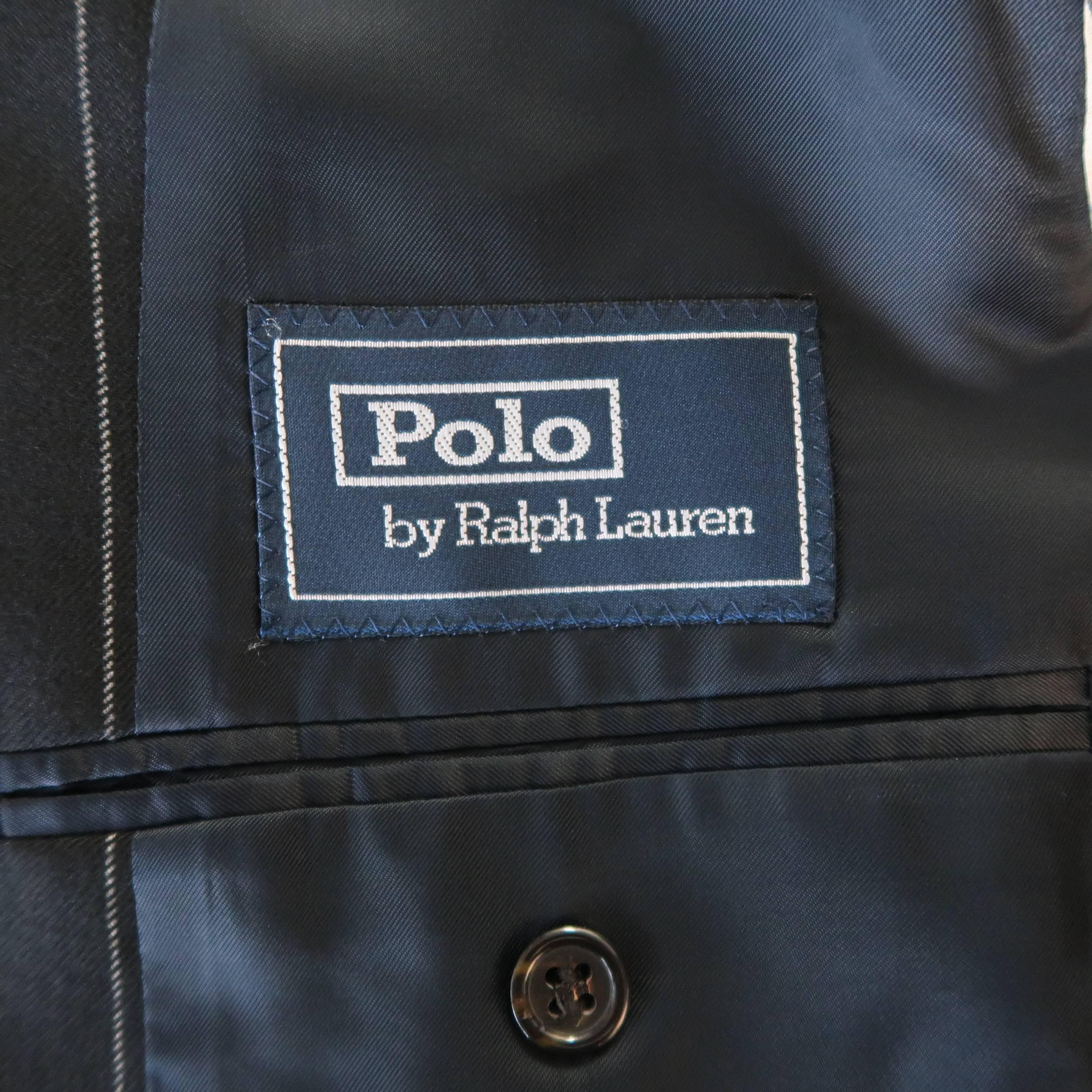 Ralph Lauren Men's Black Pinstripe Wool Notch Lapel Suit 4