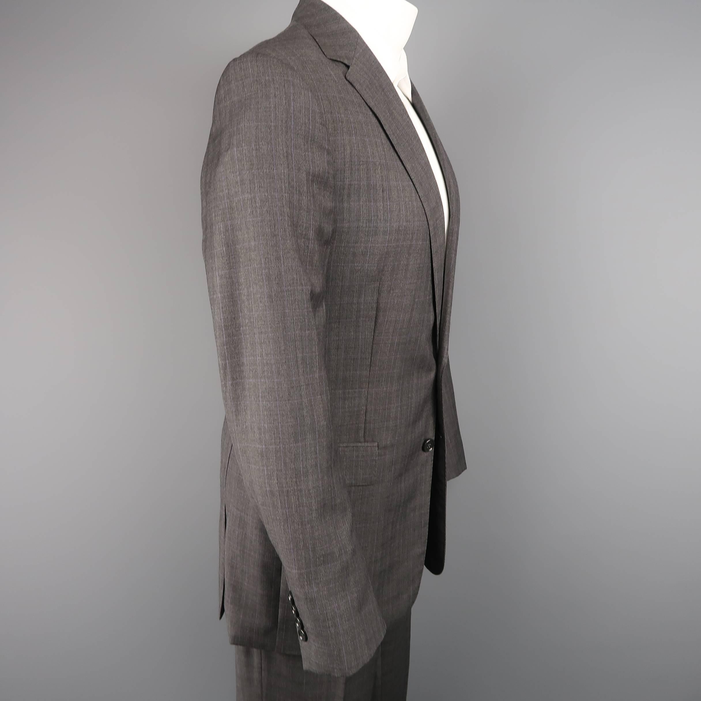 Men's RALPH LAUREN 40 Long Dark Gray & Lavender Glenplaid Wool 2 Piece Suit 1