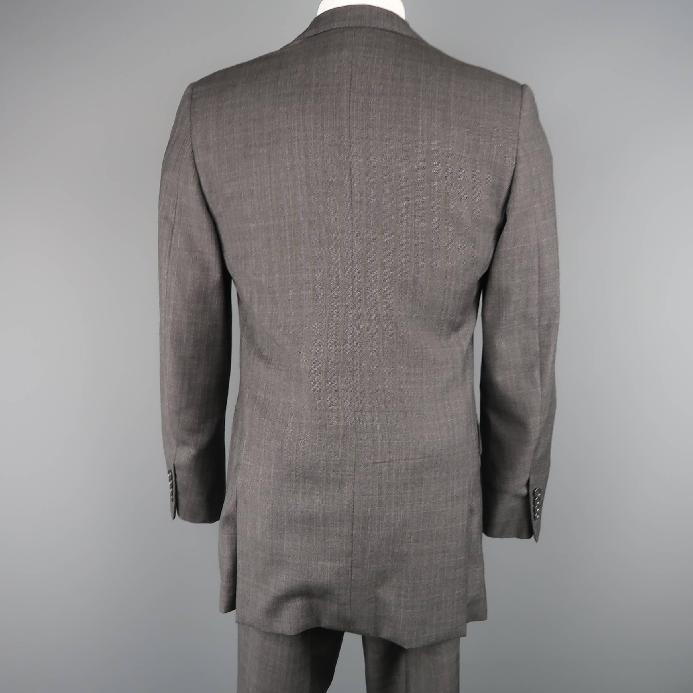 Men's RALPH LAUREN 40 Long Dark Gray & Lavender Glenplaid Wool 2 Piece Suit 2