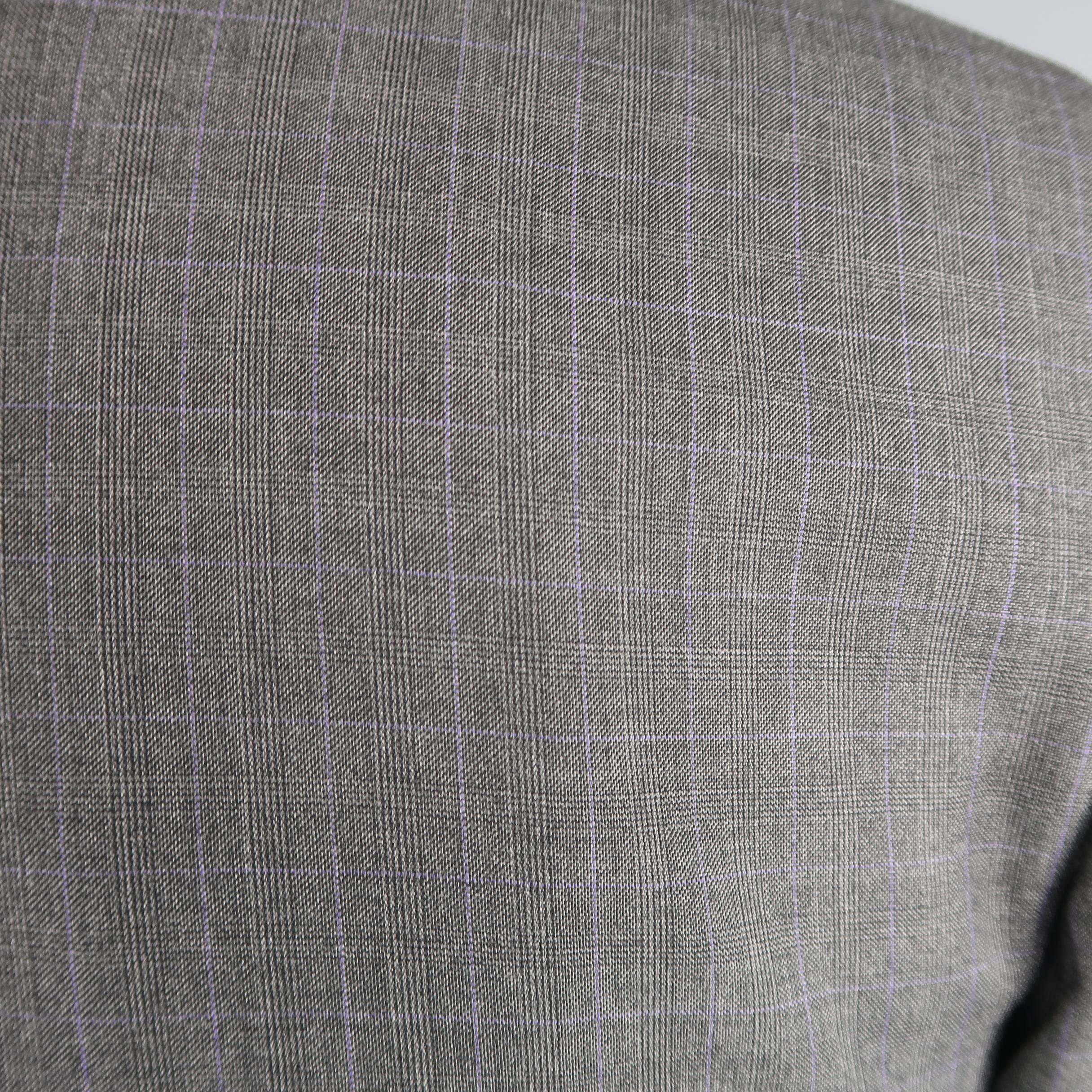 Men's RALPH LAUREN 40 Long Dark Gray & Lavender Glenplaid Wool 2 Piece Suit 3