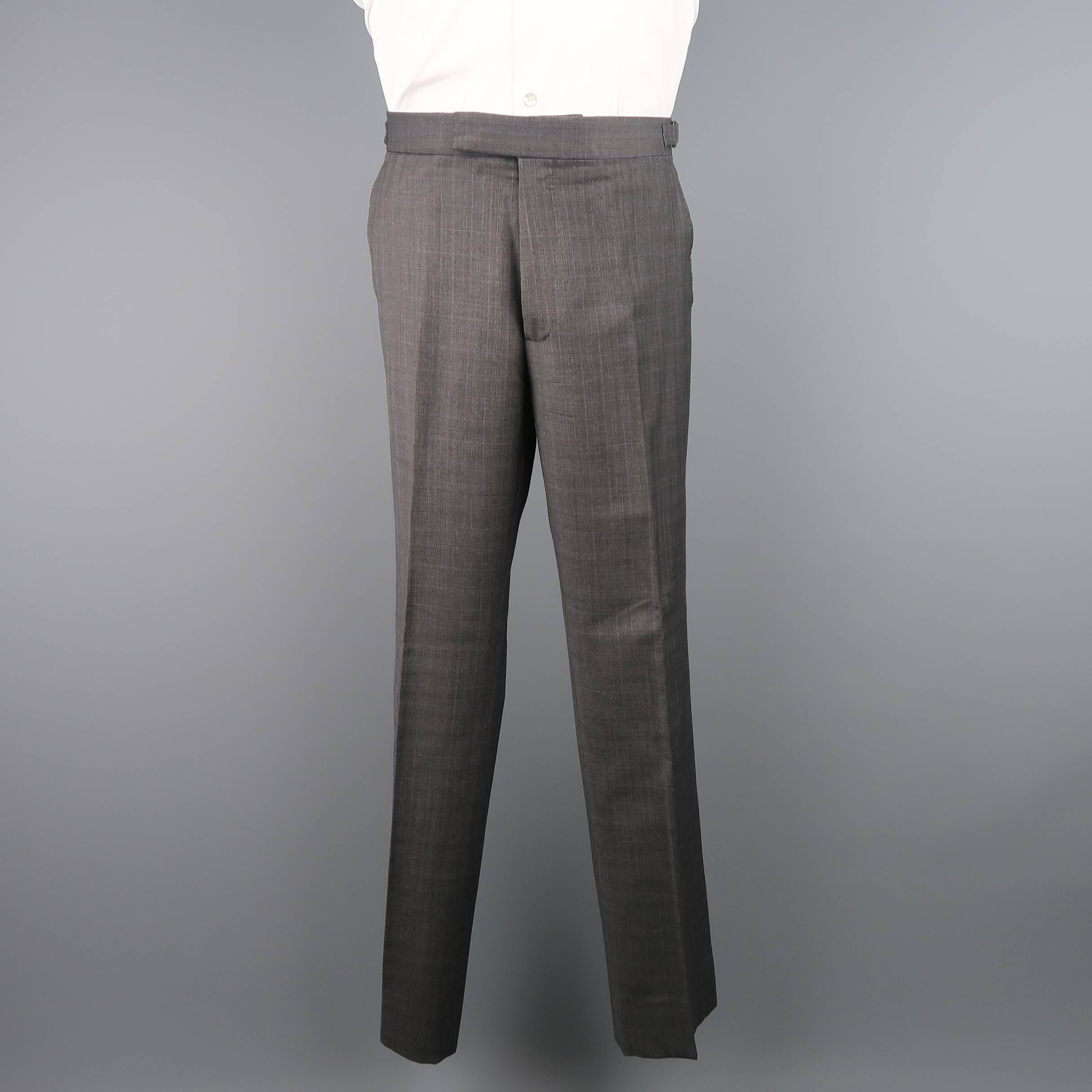 Men's RALPH LAUREN 40 Long Dark Gray & Lavender Glenplaid Wool 2 Piece Suit 4