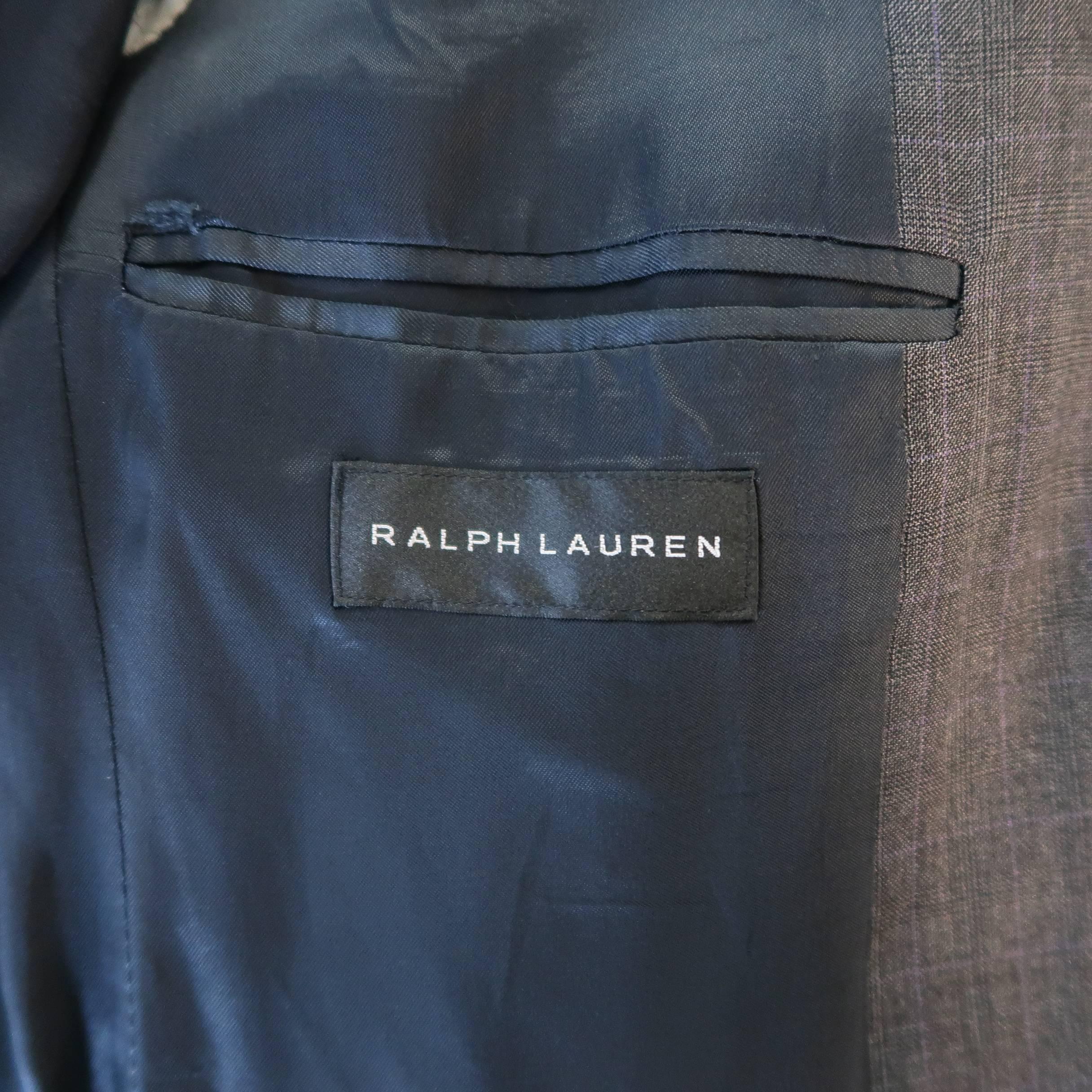 Men's RALPH LAUREN 40 Long Dark Gray & Lavender Glenplaid Wool 2 Piece Suit 6