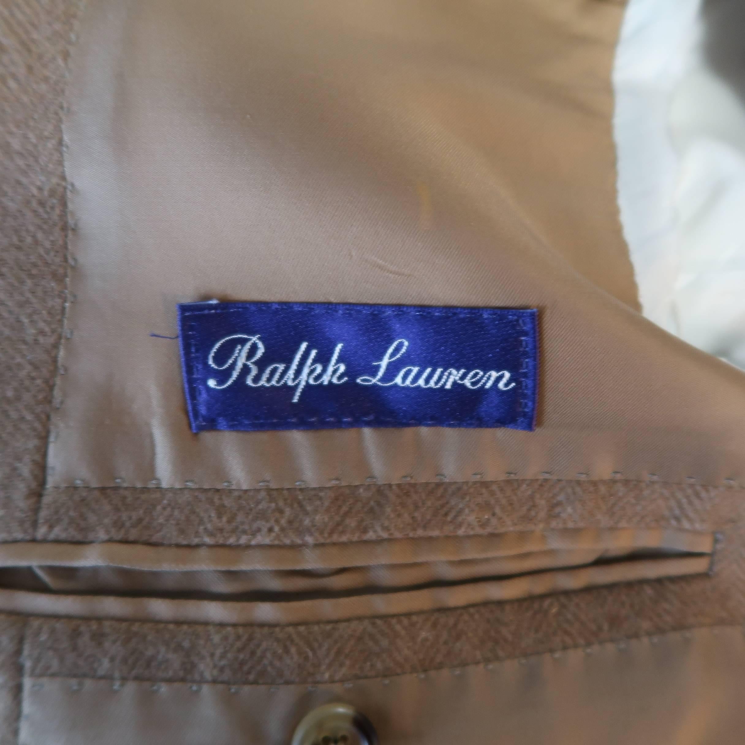Ralph Lauren Men's Tan Herringbone Cashmere Notch Lapel Sport Coat 1