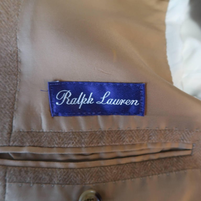 Ralph Lauren Men's Tan Herringbone Cashmere Notch Lapel Sport Coat at ...
