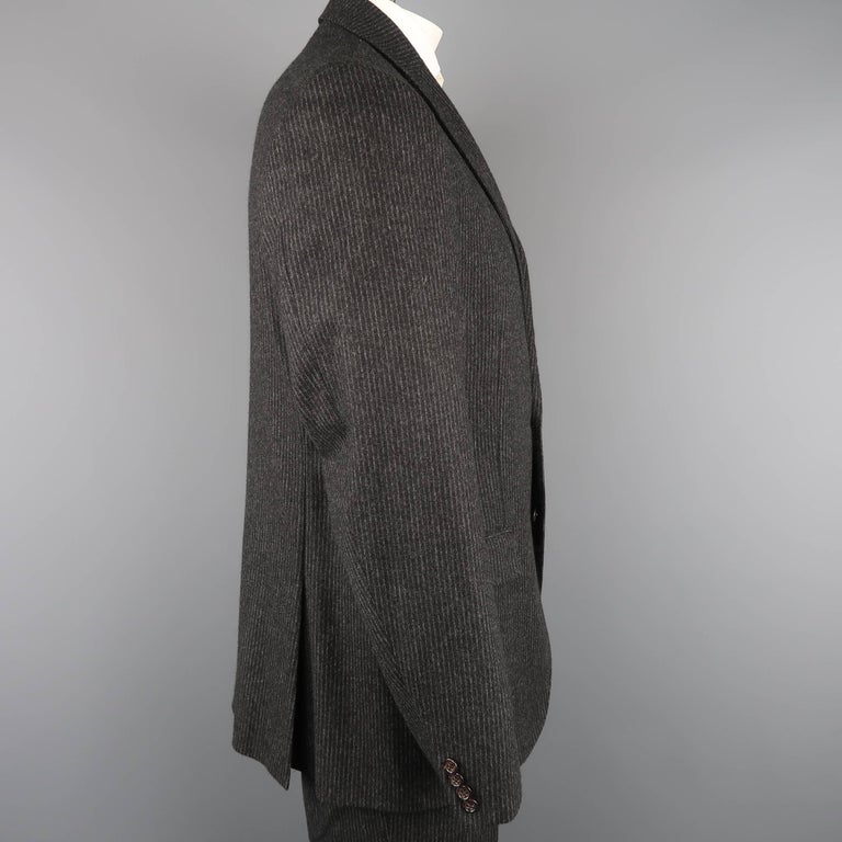 Ralph Lauren Men's Charcoal Pinstripe Wool Cashmere Notch Lapel Suit at ...