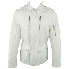 Men's RALPH LAUREN Black Label S White Cotton / Nylon Rain Parka Jacket