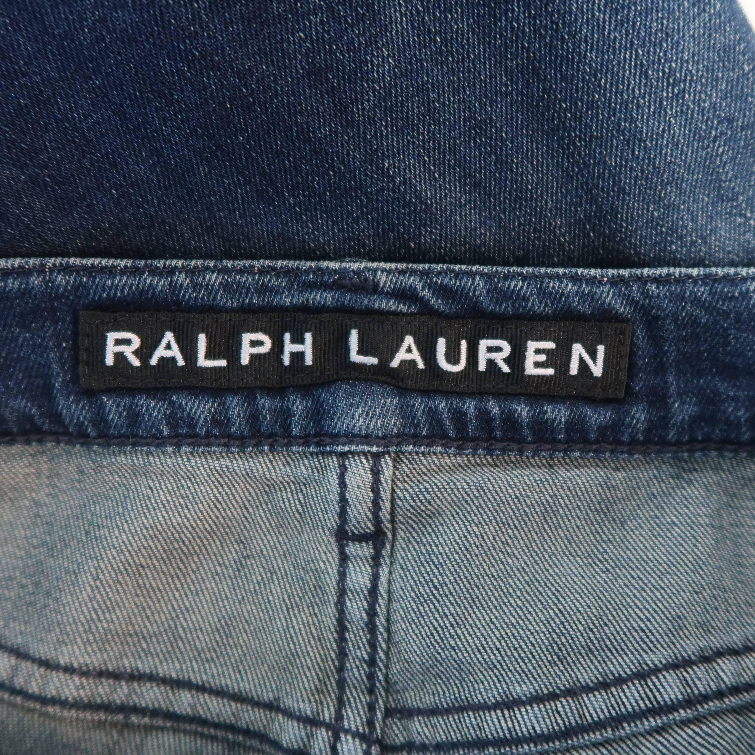 Men's RALPH LAUREN Size 32 Washed Denim Motorcycle Knee Pad Jeans 2