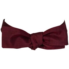 Vintage Men’s Raw Burgundy Silk Slim Bow Tie – Chicago, 1970s