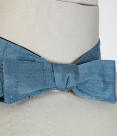 Men’s Raw Cornflower Blue Silk Slim Bow Tie – Chicago, 1970s