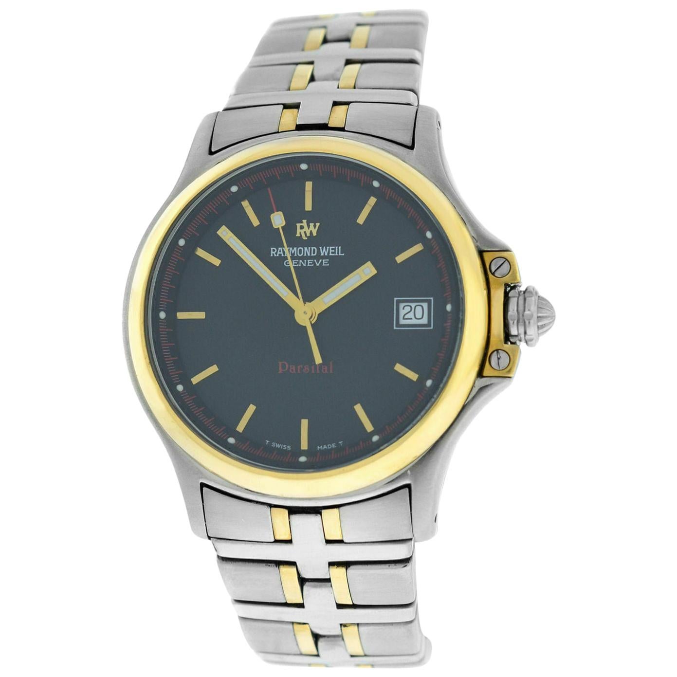 Men's Raymond Weil Parsifal 9090 Stainless Steel Gold Quartz Watch For Sale
