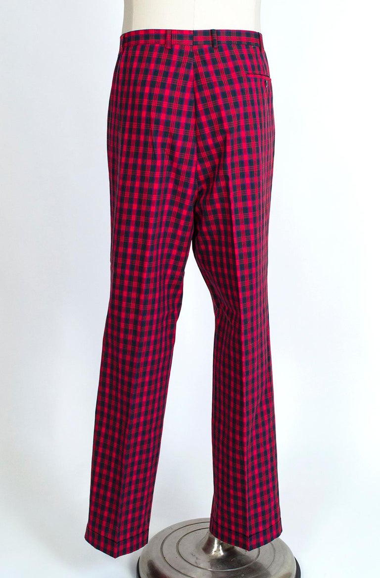 Men's Red Macintosh Scottish Tartan Plaid Golf Trousers, Harrod's - 38",  1980s at 1stDibs | tartan golf trousers, red golf trousers, red tartan trousers  mens
