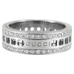 Men’s Retired Gucci 18K White Gold 0.99ctw Diamond Eternity Spinning Band Ring