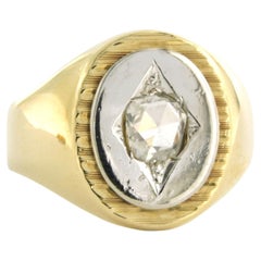 Men's Retro 14k Bicolor Gold Ring with 0.56ct Rose Cut Diamond