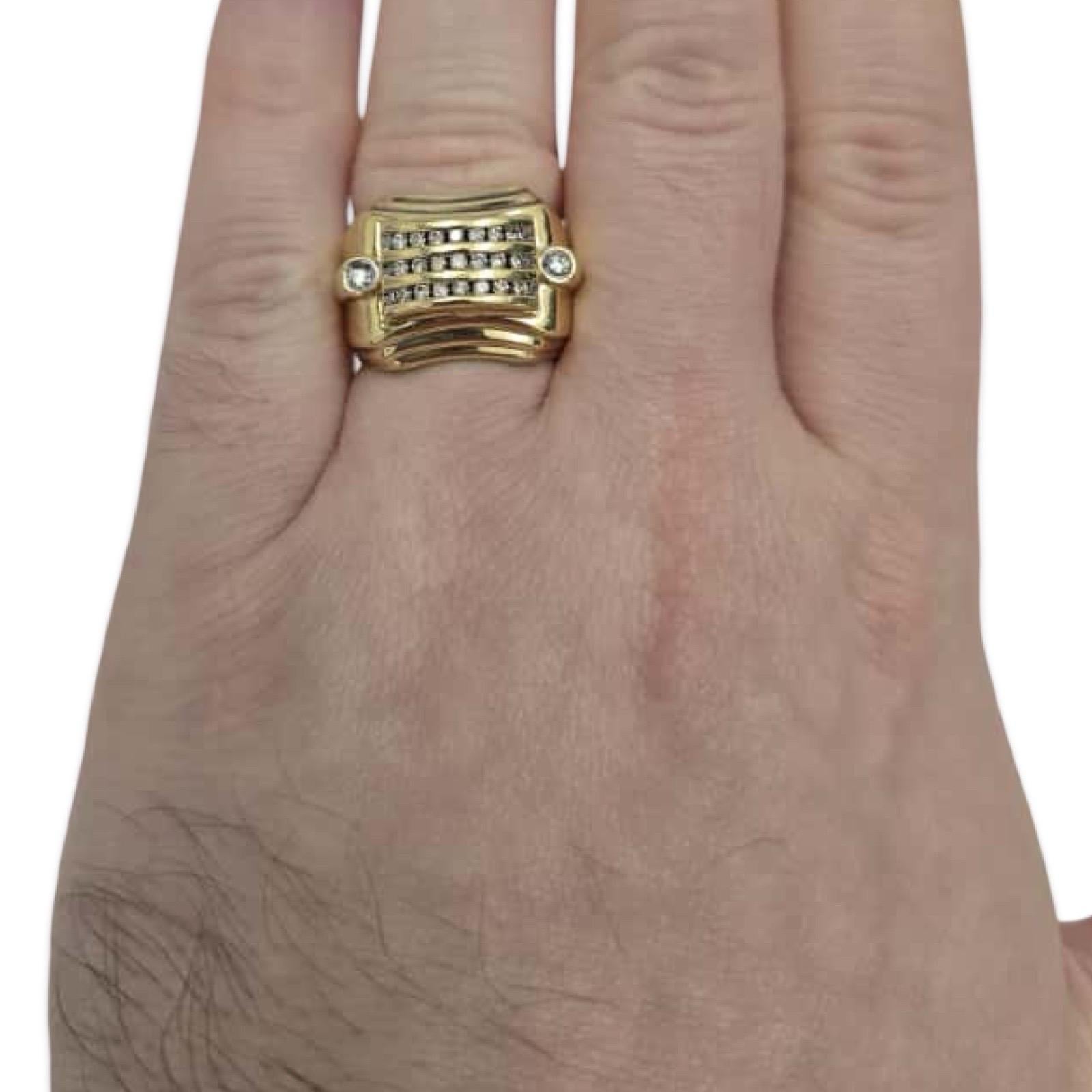 Men's Men’s Retro 14K Gold 0.54tcw Diamond Ring Geometric Wave Design For Sale