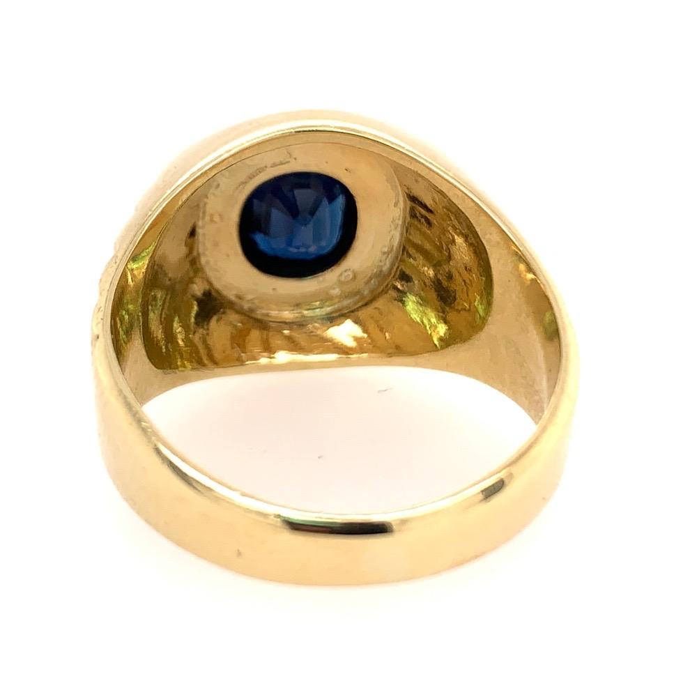 Men’s Retro Gold Estate Ring 2 Carat Cushion Natural Blue Sapphire Gem Stone 3