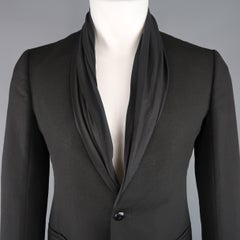 Rick Owens Men's 38 Black Wool Draped Shawl Collar Single Button Sport Coat NWT