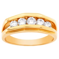 Vintage Men's Ring 14k Yellow Gold with 1 Carat in Diamonds