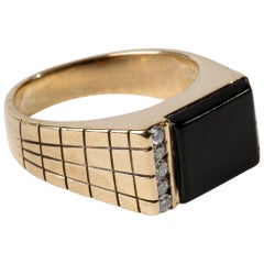 Bague pour homme 1980 Onyx et diamant